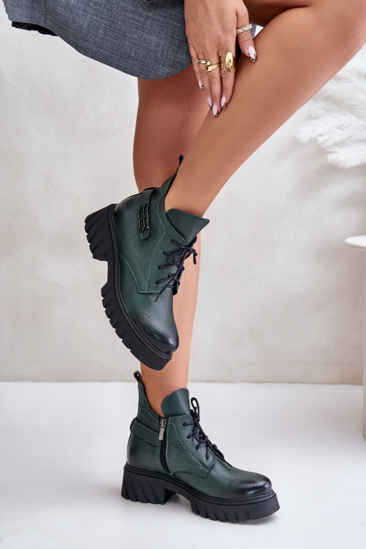 Zazoo 60483 Stivali da donna Con piano basso riscaldamento colore kaki