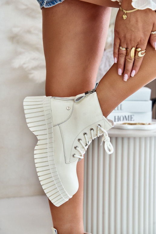 riscaldamento Pelle Stivali scarpe con suole massicce alla moda GOE OO2N4127colore avorio riscaldamento Pelle Stivali scarpe con suole massicce alla moda GOE OO2N4127colore avorio