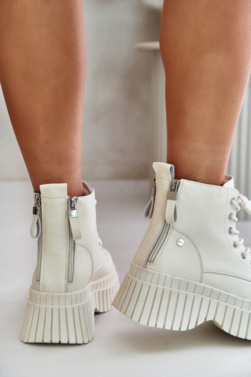 riscaldamento Pelle Stivali scarpe con suole massicce alla moda GOE OO2N4127colore avorio riscaldamento Pelle Stivali scarpe con suole massicce alla moda GOE OO2N4127colore avorio