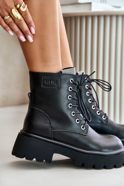 riscaldamento Pelle Stivaletti da lavoro Femminile con gli occhi scintillanti GOE OO2N4125 colore nero