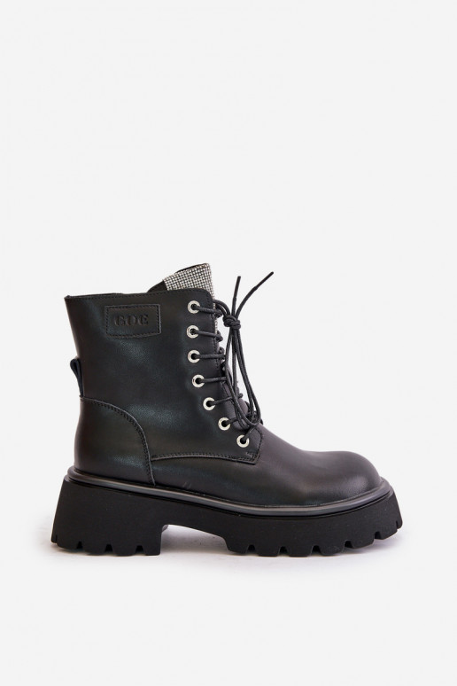 riscaldamento Pelle Stivaletti da lavoro Femminile con gli occhi scintillanti GOE OO2N4125 colore nero