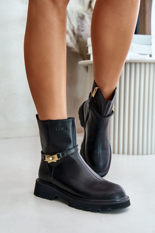 Pelle Stivali da donna con cinghie riscaldamento GOE OO2N4150 colore nero Pelle Stivali da donna con cinghie riscaldamento GOE OO2N4150 colore nero