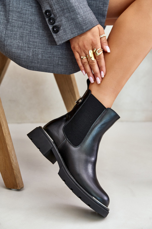 Pelle stivali alla moda Al Castello GOE OO2N4147-E2 colore nero