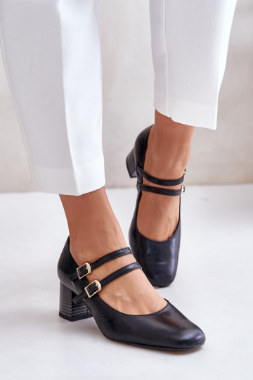 Pelle Scarpe con strisce con i tacchi Laura Messi 2857 colore nero