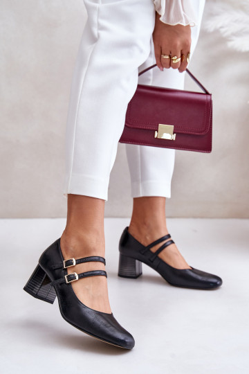 Pelle Scarpe con strisce con i tacchi Laura Messi 2857 colore nero 2