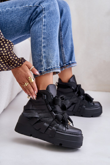 Pelle Scarpe modello sneakers Femminile con una piattaforma CheBello 4561 colore nero