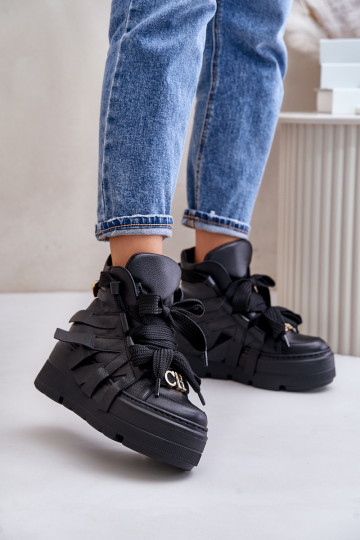 Pelle Scarpe modello sneakers Femminile con una piattaforma CheBello 4561 colore nero 2