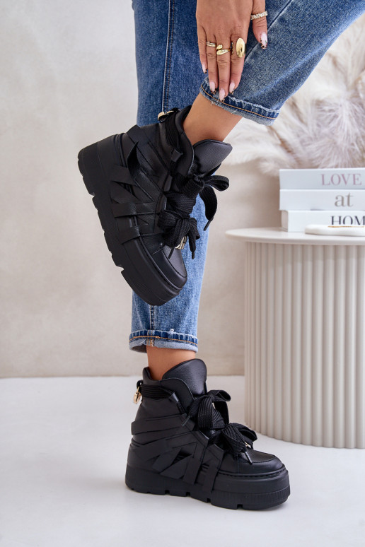 Pelle Scarpe modello sneakers Femminile con una piattaforma CheBello 4561 colore nero Pelle Scarpe modello sneakers Femminile con una piattaforma CheBello 4561 colore nero