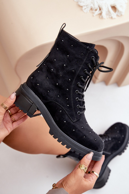 Decorato Stivaletti da lavoro Femminile riscaldamento D&A MR880-017 colore nero