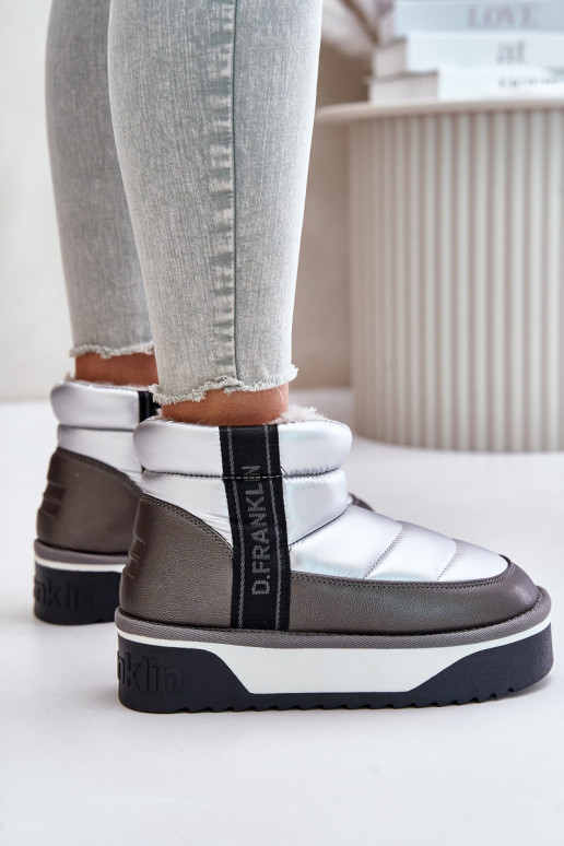 Basso Stivali da neve Su una suola spessa D.Franklin DFSH371010 color argento Basso Stivali da neve Su una suola spessa D.Franklin DFSH371010 color argento