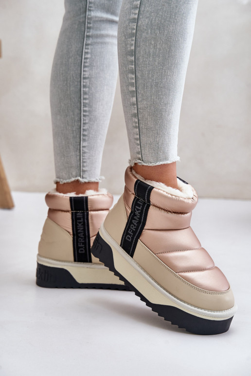 Basso Stivali da neve Su una suola spessa D.Franklin DFSH371010 beige Basso Stivali da neve Su una suola spessa D.Franklin DFSH371010 beige