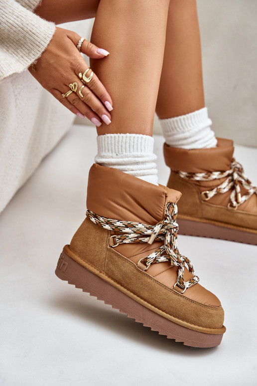 dalla pelle scamosciata Stivali da neve FemminileGrubym Allacciaturam D.Franklin DFSH375003 colore marrone