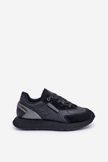 Scarpe da uomo sportive in pelle Big Star OO174297 Hi-Poly System nere 2