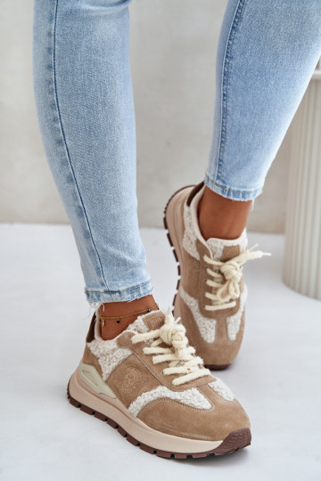 Scarpe sportive in pelle calde da donna Big Star OO274A317 HI-POLY SYSTEM sabbia