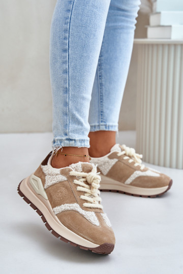 Scarpe sportive in pelle calde da donna Big Star OO274A317 HI-POLY SYSTEM sabbia 2