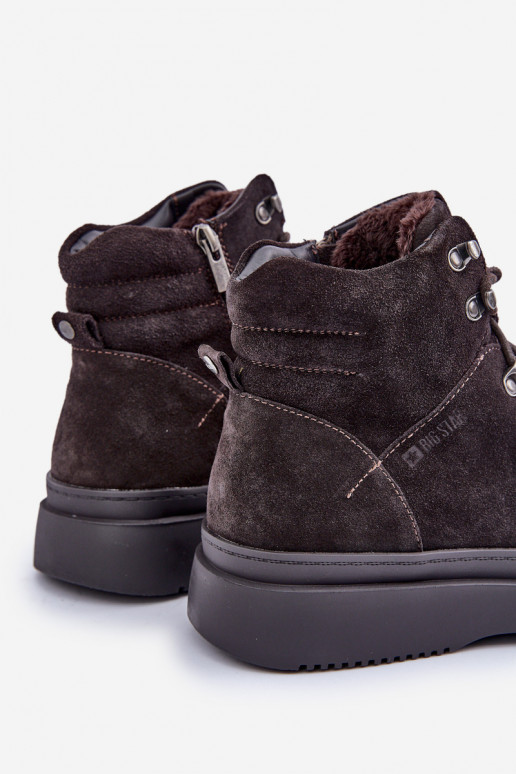 dalla pelle scamosciata scarpe Deveschio riscaldamento Big Star OO174189 colore marrone