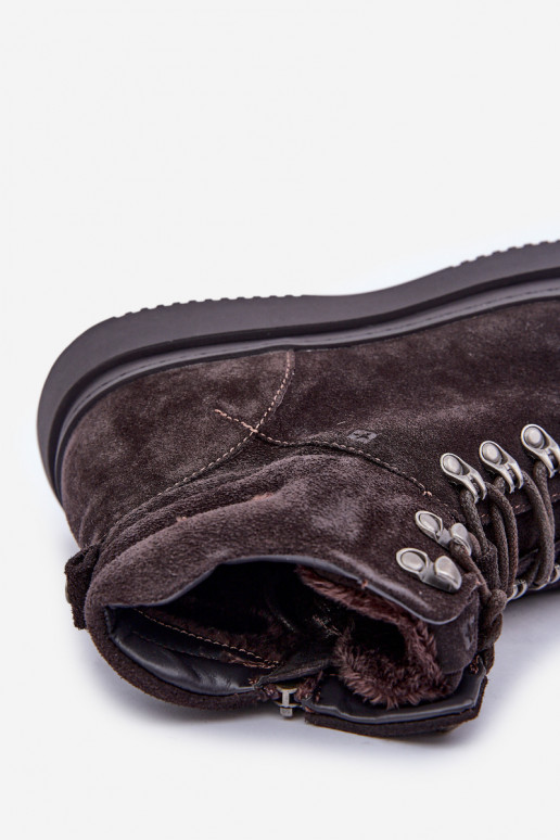 dalla pelle scamosciata scarpe Deveschio riscaldamento Big Star OO174189 colore marrone