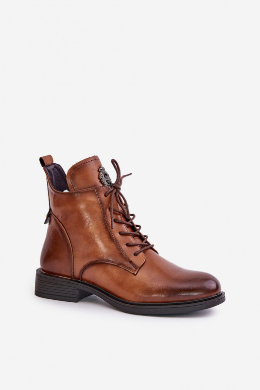 riscaldamento Stivali con tacchi larghi con ornamenti colore marrone Leonise