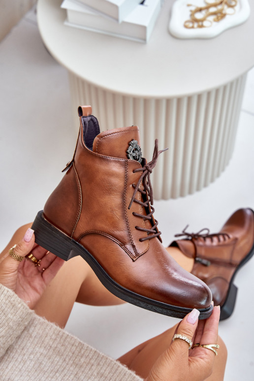 riscaldamento Stivali con tacchi larghi con ornamenti colore marrone Leonise