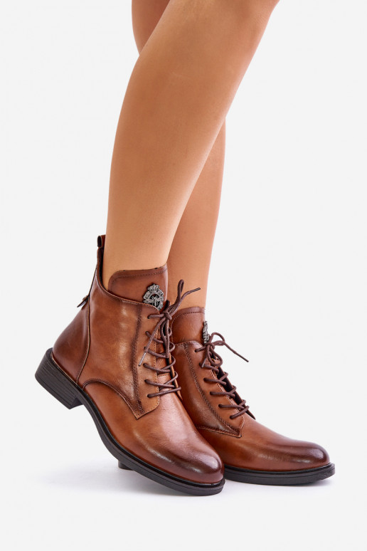 riscaldamento Stivali con tacchi larghi con ornamenti colore marrone Leonise