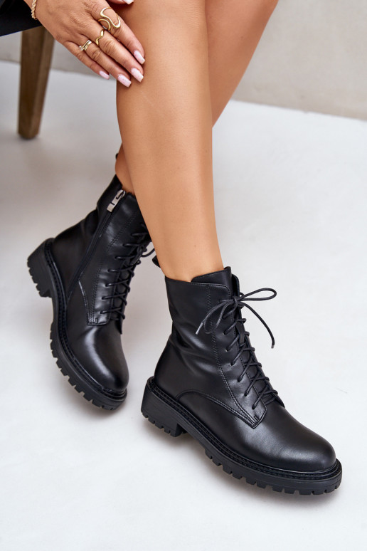 Pelle Caldi stivali stringati Al Castello colore nero Elosie Pelle Caldi stivali stringati Al Castello colore nero Elosie