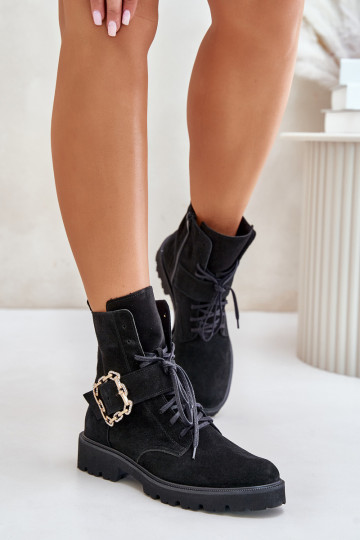 Scarpe in camoscio Zazoo 2951 con fibbie nere