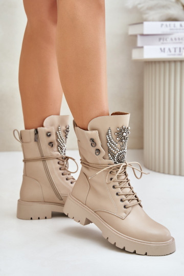 Eko Pelle Stivaletti da lavoro Con decorazione riscaldamento D&A MR880-080 beige