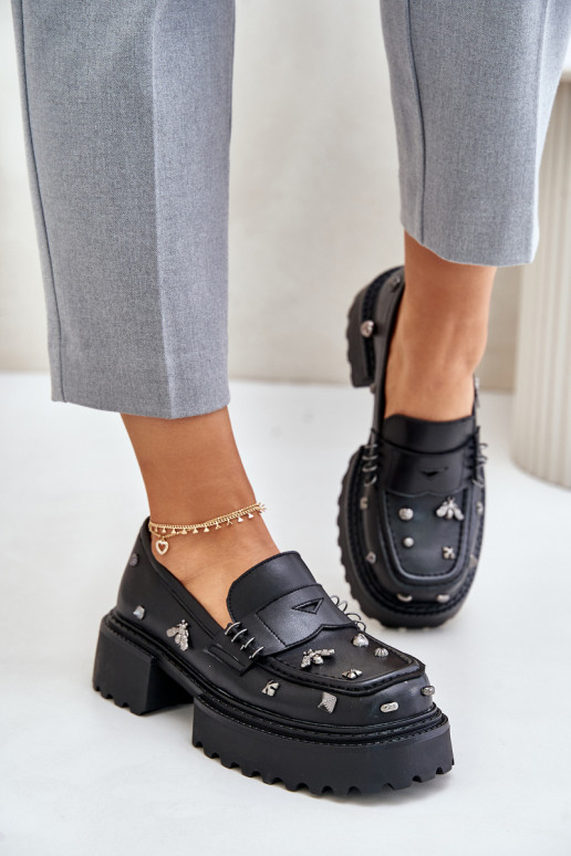 Pelle scarpe Femminile con bellissimi dettagli D&A MR880-102 colore nero Pelle scarpe Femminile con bellissimi dettagli D&A MR880-102 colore nero