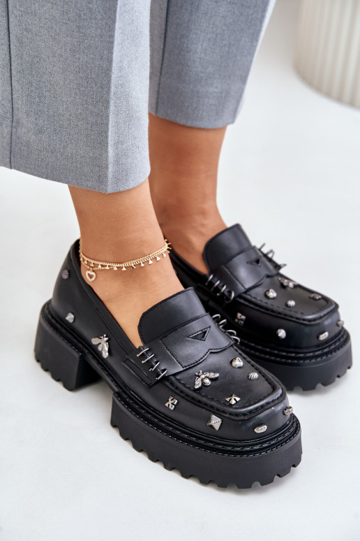 Pelle scarpe Femminile con bellissimi dettagli D&A MR880-102 colore nero Pelle scarpe Femminile con bellissimi dettagli D&A MR880-102 colore nero