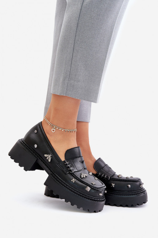 Pelle scarpe Femminile con bellissimi dettagli D&A MR880-102 colore nero Pelle scarpe Femminile con bellissimi dettagli D&A MR880-102 colore nero