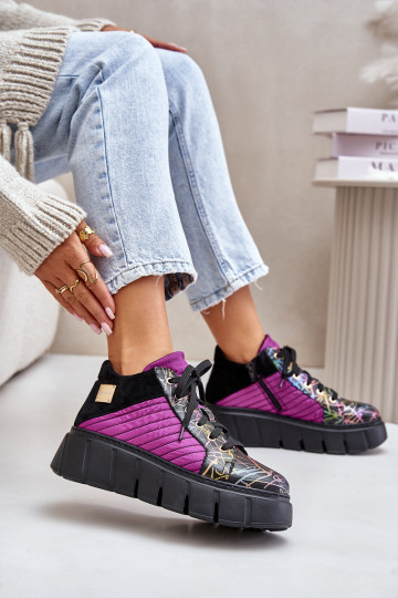Scarpe sportive in pelle con piattaforma Tai Turiciejka 06767-15, rosa
