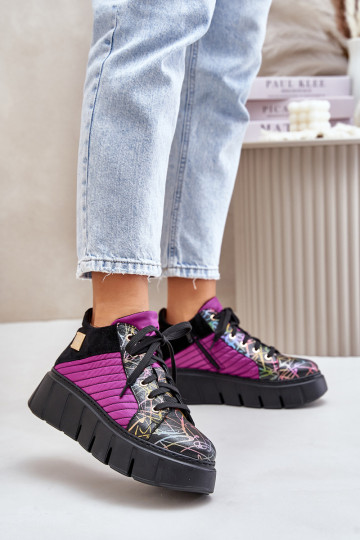 Scarpe sportive in pelle con piattaforma Tai Turiciejka 06767-15, rosa 2