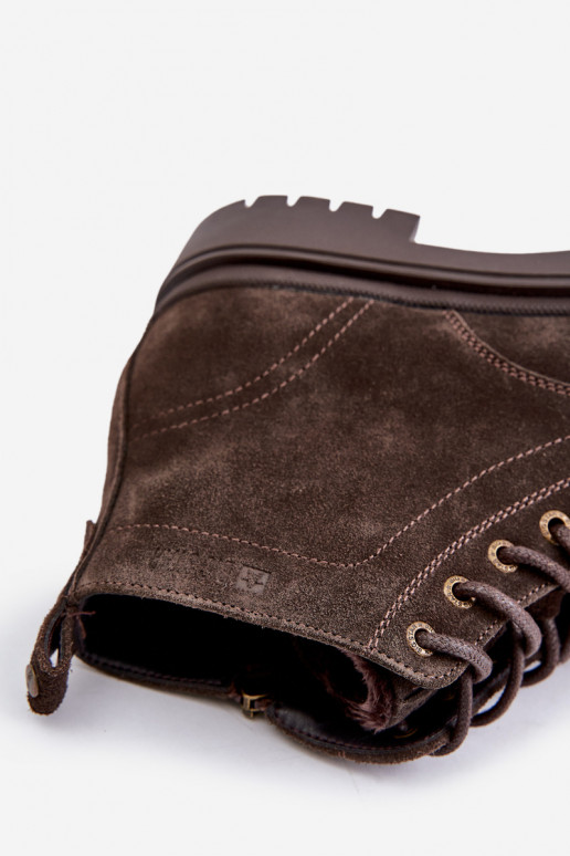 dalla pelle scamosciata riscaldamento Stivali Deveschio Al Castello Big Star OO174229 colore marrone