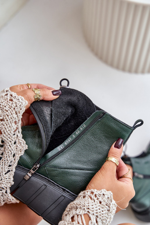 Zazoo 60472 Pelle Stivali con una piattaforma I Koturnie colore kaki