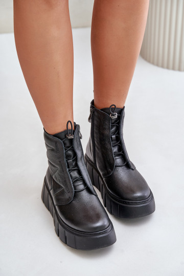 Zazoo 60472 Pelle Stivali con una piattaforma I Koturnie colore nero