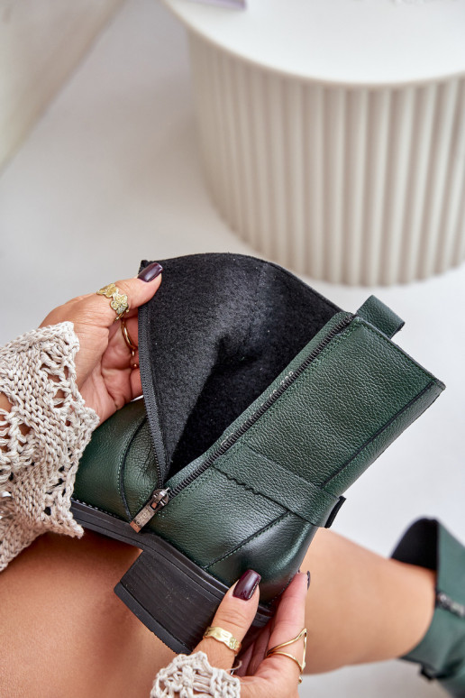 Zazoo 60480 Pelle Stivali Con tacco basso riscaldamento colore kaki Zazoo 60480 Pelle Stivali Con tacco basso riscaldamento colore kaki