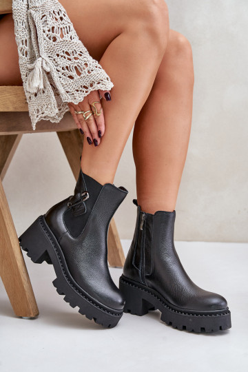 Zazoo 60490 Pelle riscaldamento Stivali con ornamenti colore nero