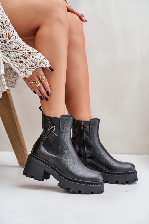 Zazoo 60490 Pelle riscaldamento Stivali con ornamenti colore nero Zazoo 60490 Pelle riscaldamento Stivali con ornamenti colore nero