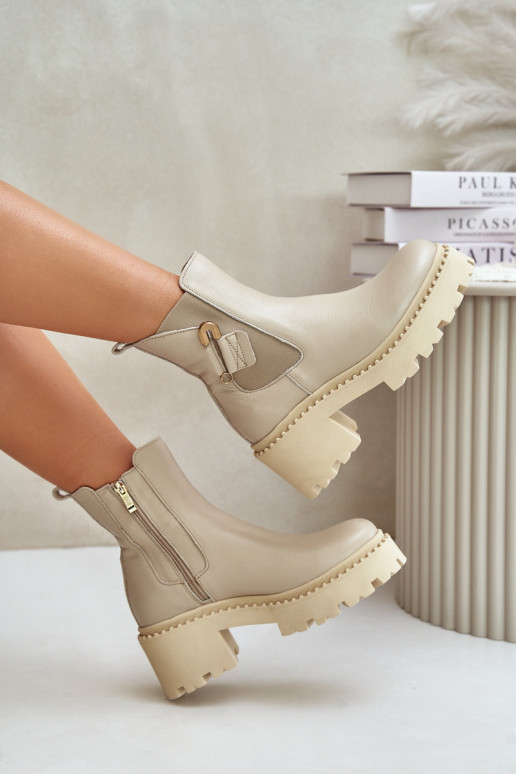 Zazoo 60490 Pelle riscaldamento Stivali con ornamenti colore avorio Zazoo 60490 Pelle riscaldamento Stivali con ornamenti colore avorio