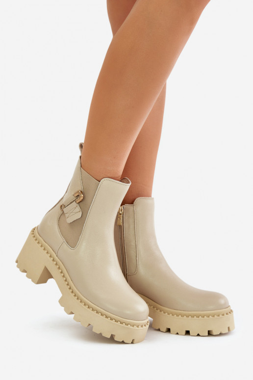 Zazoo 60490 Pelle riscaldamento Stivali con ornamenti colore avorio Zazoo 60490 Pelle riscaldamento Stivali con ornamenti colore avorio