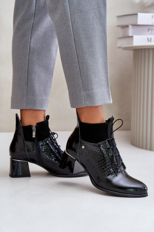 Zazoo 60503 Pelle Stivali con i tacchi riscaldamento colore nero Zazoo 60503 Pelle Stivali con i tacchi riscaldamento colore nero