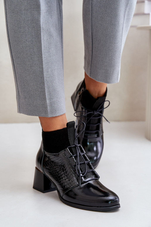 Zazoo 60503 Pelle Stivali con i tacchi riscaldamento colore nero Zazoo 60503 Pelle Stivali con i tacchi riscaldamento colore nero