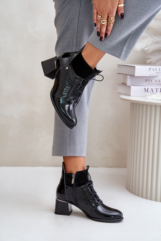 Zazoo 60503 Pelle Stivali con i tacchi riscaldamento colore nero Zazoo 60503 Pelle Stivali con i tacchi riscaldamento colore nero