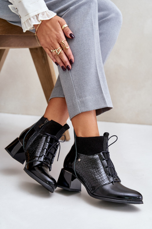 Zazoo 60503 Pelle Stivali con i tacchi riscaldamento colore nero Zazoo 60503 Pelle Stivali con i tacchi riscaldamento colore nero