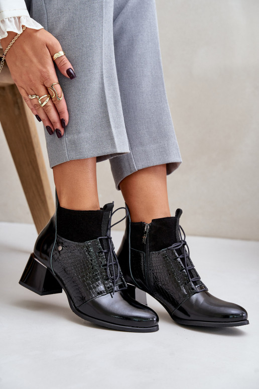 Zazoo 60503 Pelle Stivali con i tacchi riscaldamento colore nero Zazoo 60503 Pelle Stivali con i tacchi riscaldamento colore nero