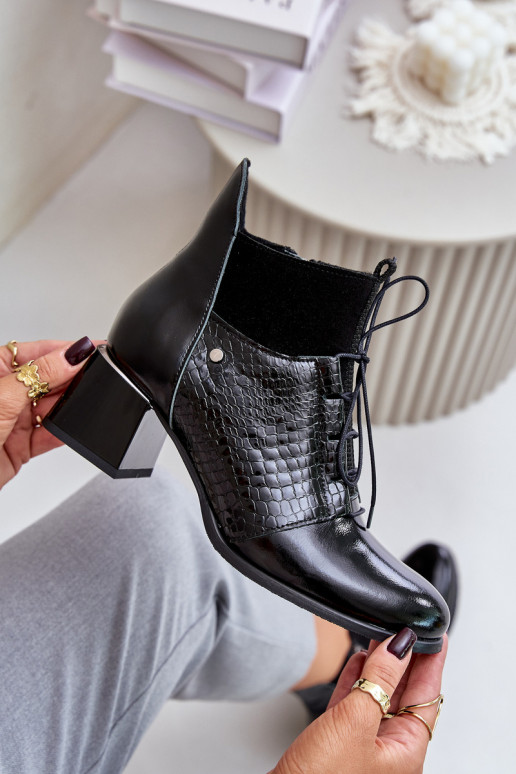 Zazoo 60503 Pelle Stivali con i tacchi riscaldamento colore nero Zazoo 60503 Pelle Stivali con i tacchi riscaldamento colore nero