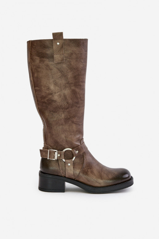 Zazoo 70141 Pelle stivali da donna Contro la strada colore marrone