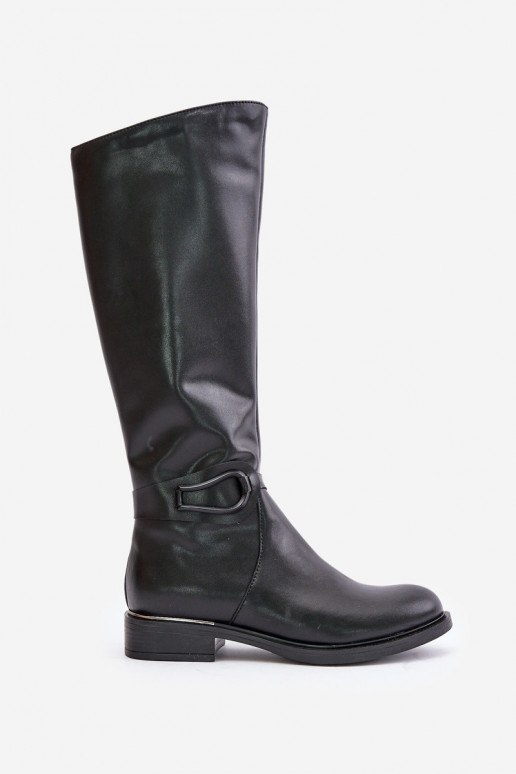 Zazoo 70140 Pelle stivali da donna Contro la strada riscaldamento colore nero