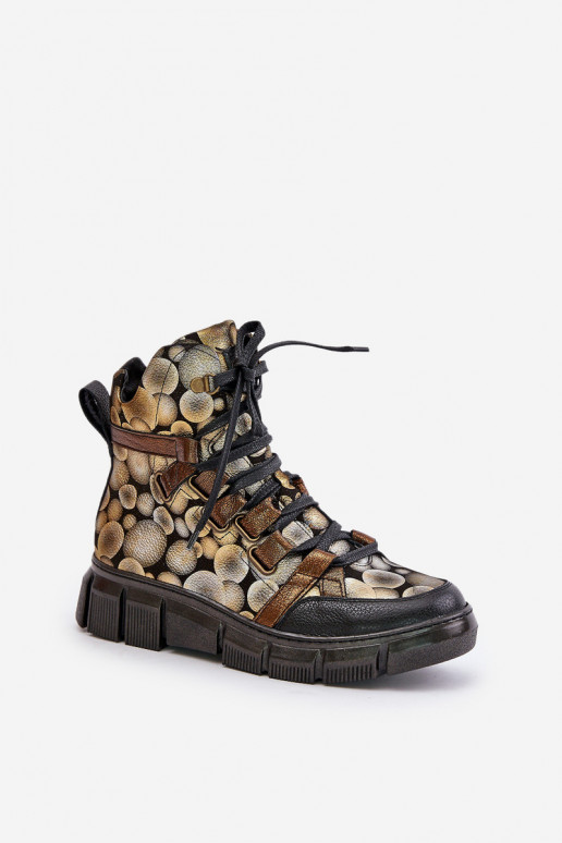 Pelle isoscele Stivali stringati Deveciejka 06158-25 colore dorato Pelle isoscele Stivali stringati Deveciejka 06158-25 colore dorato