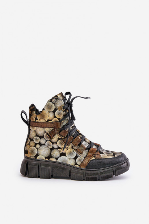 Pelle isoscele Stivali stringati Deveciejka 06158-25 colore dorato Pelle isoscele Stivali stringati Deveciejka 06158-25 colore dorato